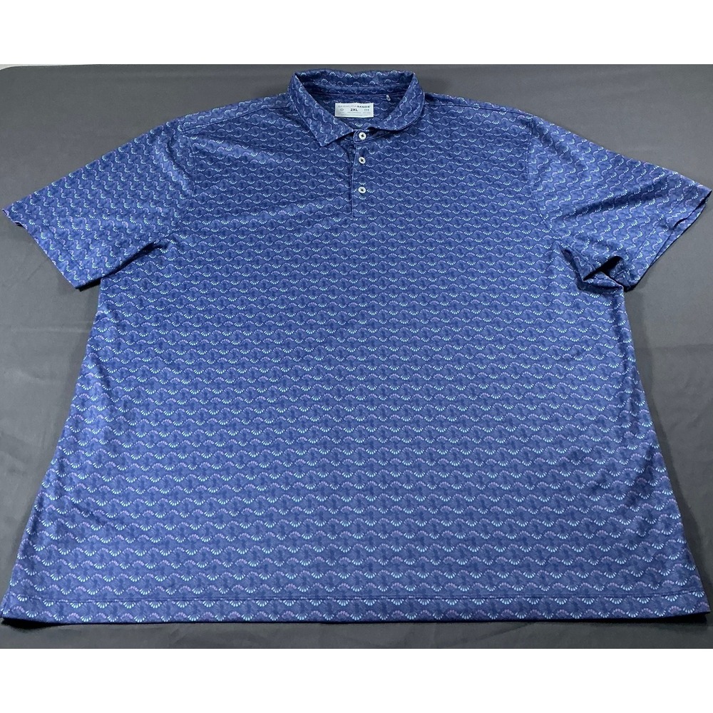 Bermuda Sands Mens 2XL Blue Purple Geometric Print Performance Golf Polo UPF 50+